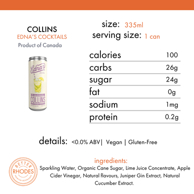 Edna's Cocktails Alcohol-Free Collins | 8-pack