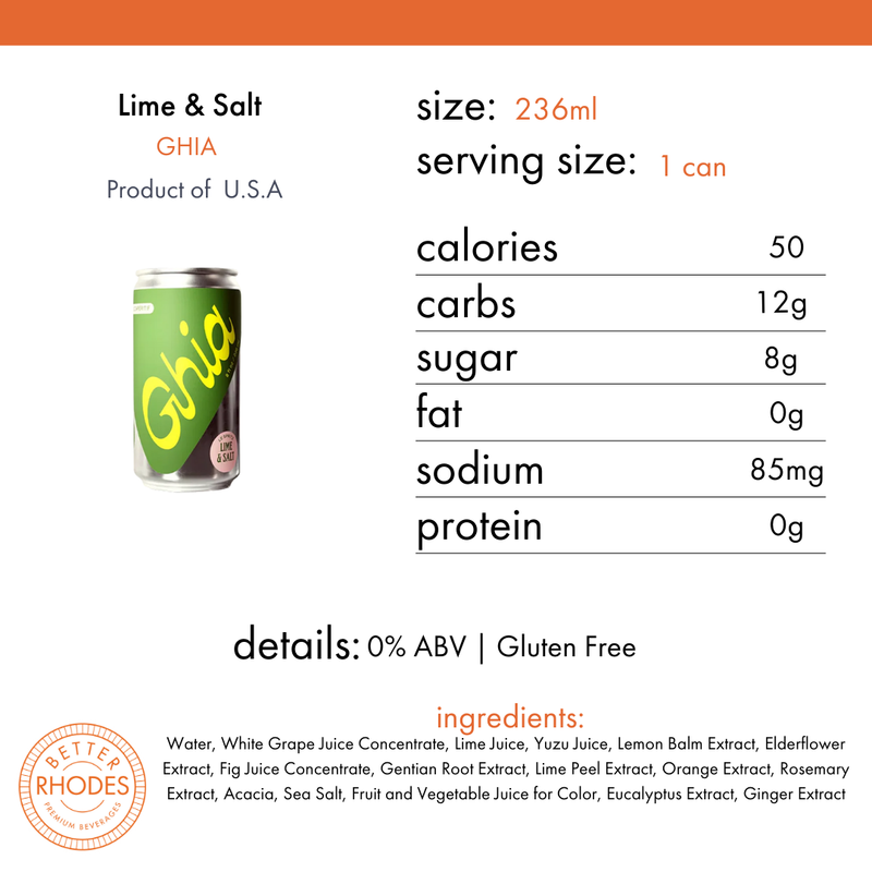 Ghia Non-Alcoholic Lime & Salt | 4 pack