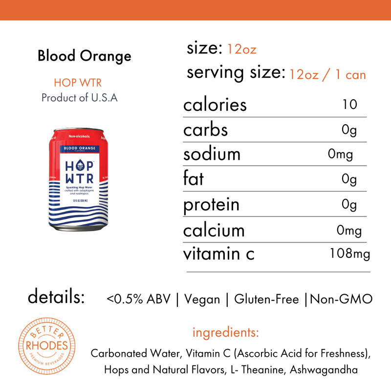 HOP WTR Alcohol-Free Blood Orange | 12oz 6 pack