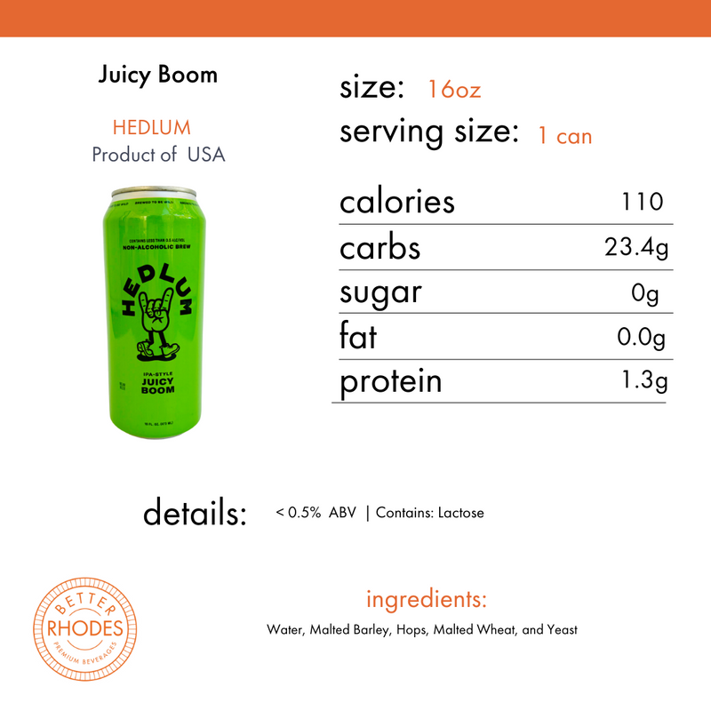 Hedlum Juicy Boom Non-Alcoholic IPA | 16oz 6-pack