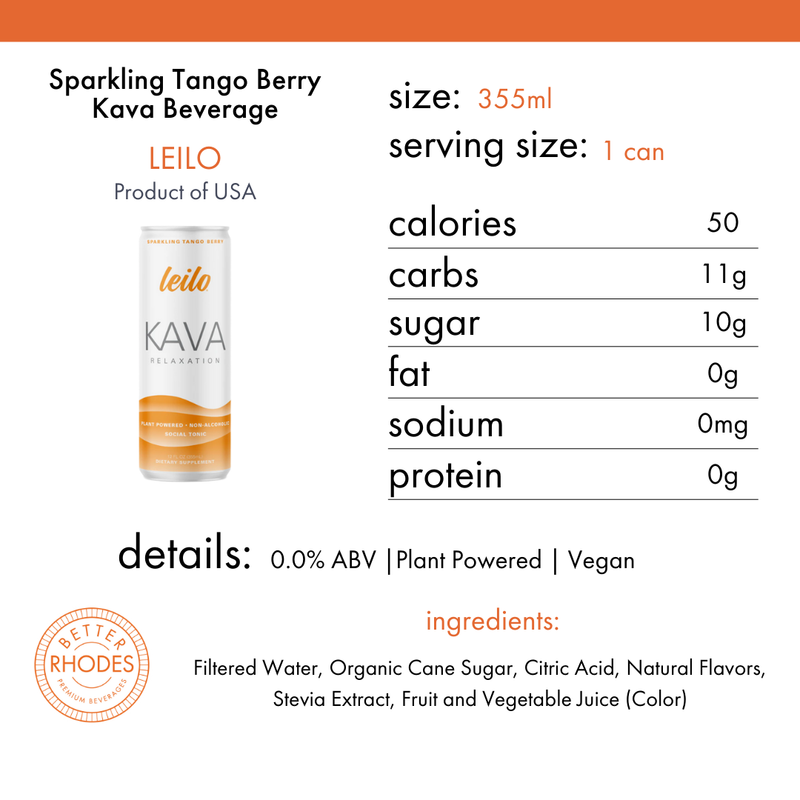 Leilo Sparkling Tango Berry Kava Social Tonic | 12-pack