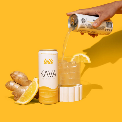 Leilo Sparkling Lemon Ginger Kava Social Tonic | 12-pack