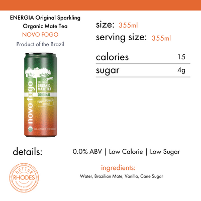 Novo Fogo Alcohol Free Original Sparkling Organic Mate Tea | 12oz 4-pack