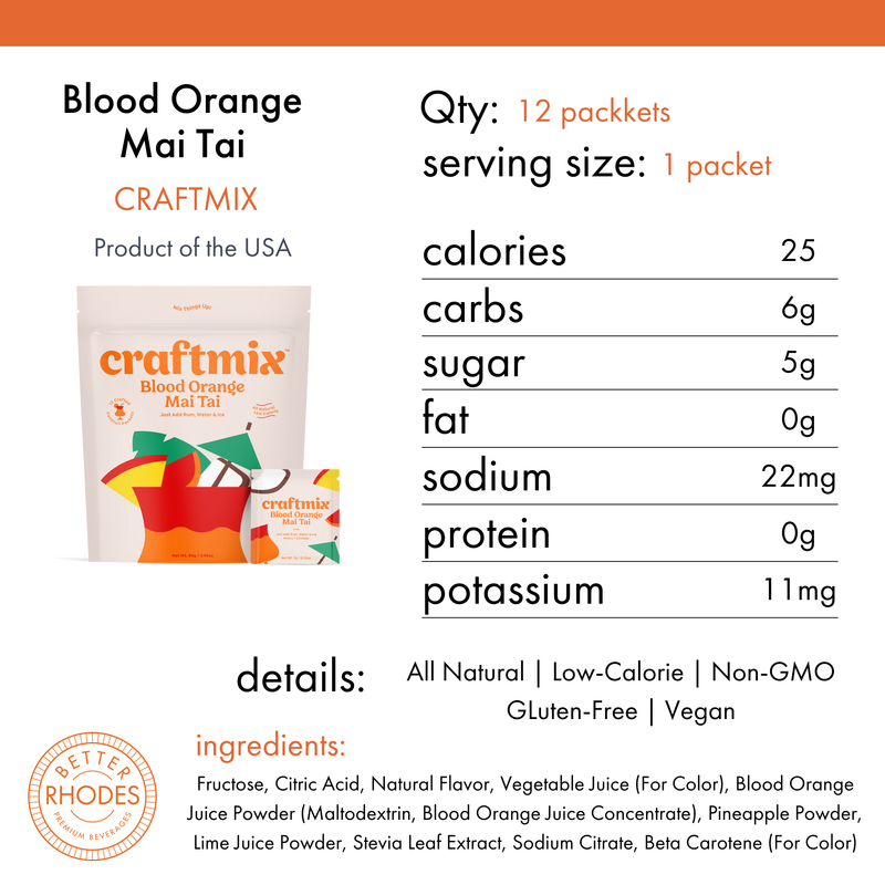 Craftmix Blood Orange Mai Tai Cocktail Mix Packets | 12-pack