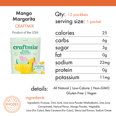 Craftmix Mango Margarita Cocktail Mix Packets | 12-pack